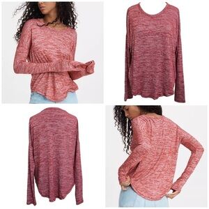 Rag & Bone Hudson Long Sleeve Tee Top in Red Multi Size Small